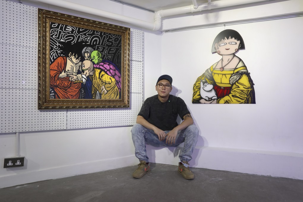 Ernest Chang with some works from his “Famous By Proxy” exhibition. Photo: Jonathan Wong