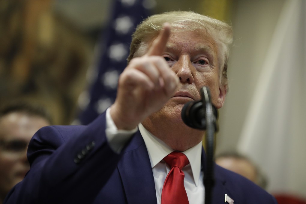 Donald Trump takes questions from White House reporters in Washington on Monday. Photo: AP