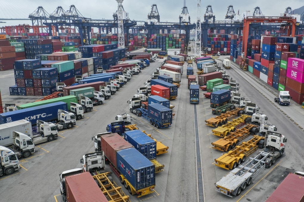 View of truck containers at the Hong Kong Container Terminal, situated in the Kwai Chung-Tsing Yi basin, 2019. Photo: SCMP