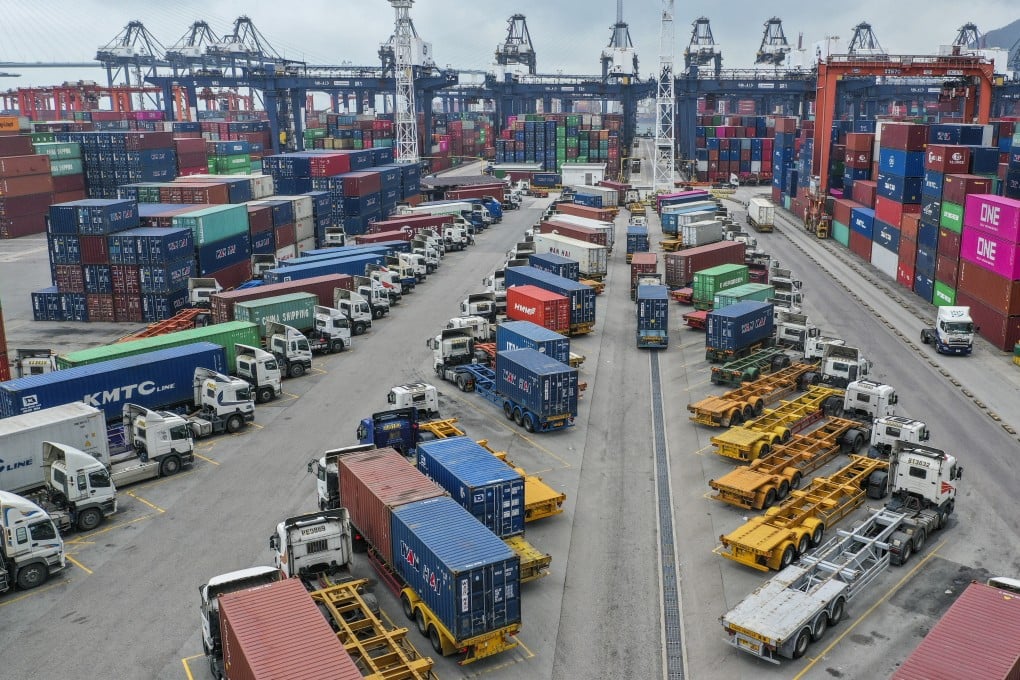 View of truck containers at the Hong Kong Container Terminal, situated in the Kwai Chung-Tsing Yi basin, 2019. Photo: SCMP