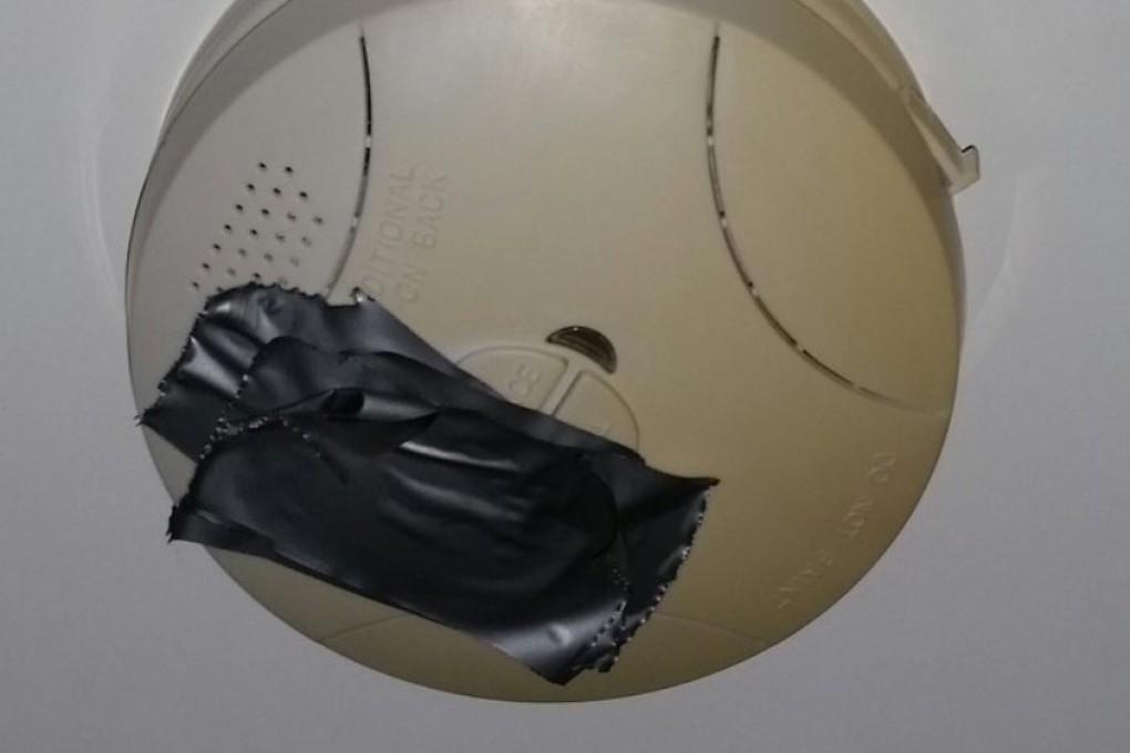 Hotel room hack: block blinking lights with electrical tape – carry a roll with you when you go away. Photo: Twitter/@Crooked50