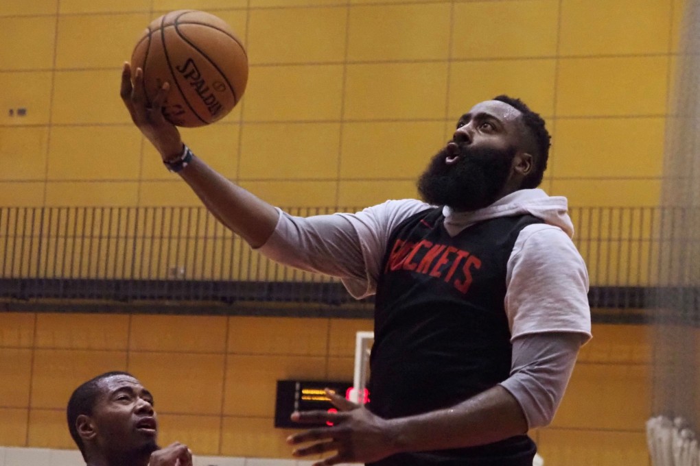 Houston Rockets guard James Harden practises during a training session in Tokyo on Monday. Photo: AFP