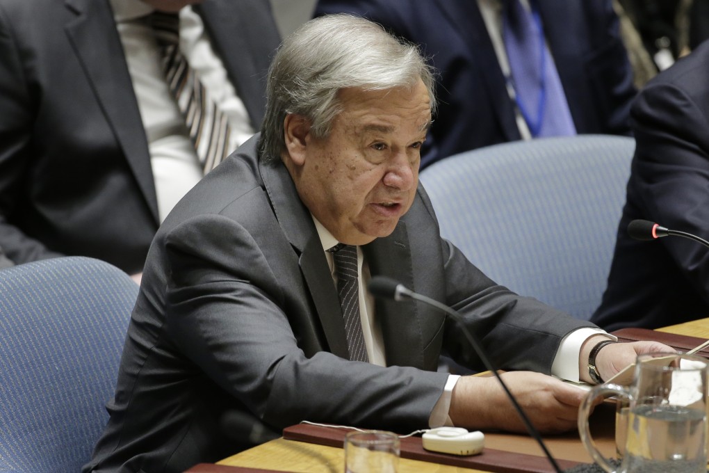 UN Secretary-General Antonio Guterres speaks during a Security Council meeting at UN headquarters in September. Photo: AP