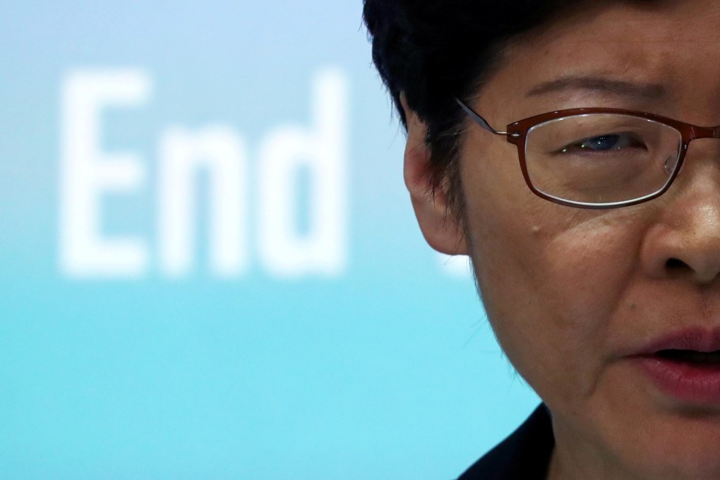 Hong Kong Chief Executive Carrie Lam at a news conference to discuss emergency laws on October 4. Faced with a Hobson’s choice between the army and a locally born and bred dictator, aided by an unaccountable local police force, will Hongkongers choose to fight to the end? Photo: Reuters