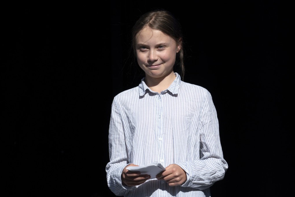 Swedish activist and student Greta Thunberg walks off the stage after addressing the Climate Strike in Montreal, Quebec, Friday, Sept. 27, 2019. (Paul Chiasson/The Canadian Press via AP)