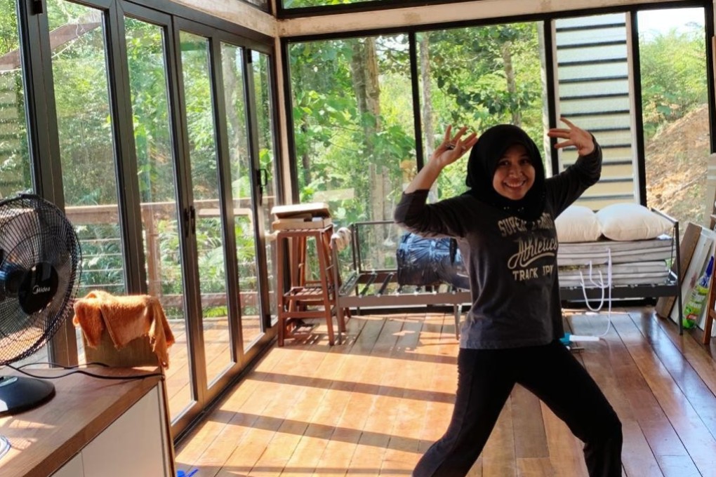 Atiqah Nadiah Zailani in her DIY tiny home on the outskirts of the Malaysian capital Kuala Lumpur. Photo: Atiqah Nadiah Zailani