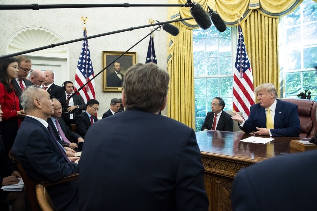 US President Donald Trump (right) meets Chinese Vice-Premier at the White House on Friday. Photo: EPA-EFE