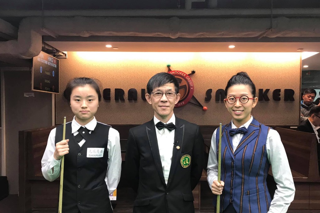 Bai Yulu and Ng On-yee at the General Snooker Club before their semi-final. Photo: General Snooker Club
