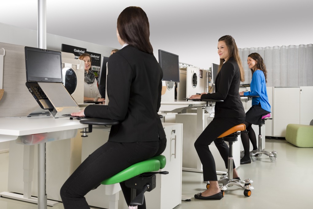 The Saddle Chair by Finnish brand Salli is good for backs, its designer says, because it keeps your upper body in a position similar to when you stand. Having the right office chair is important, especially for those seated long hours at work. Photo: Tarmo Valmela/PhotoDance Valmela