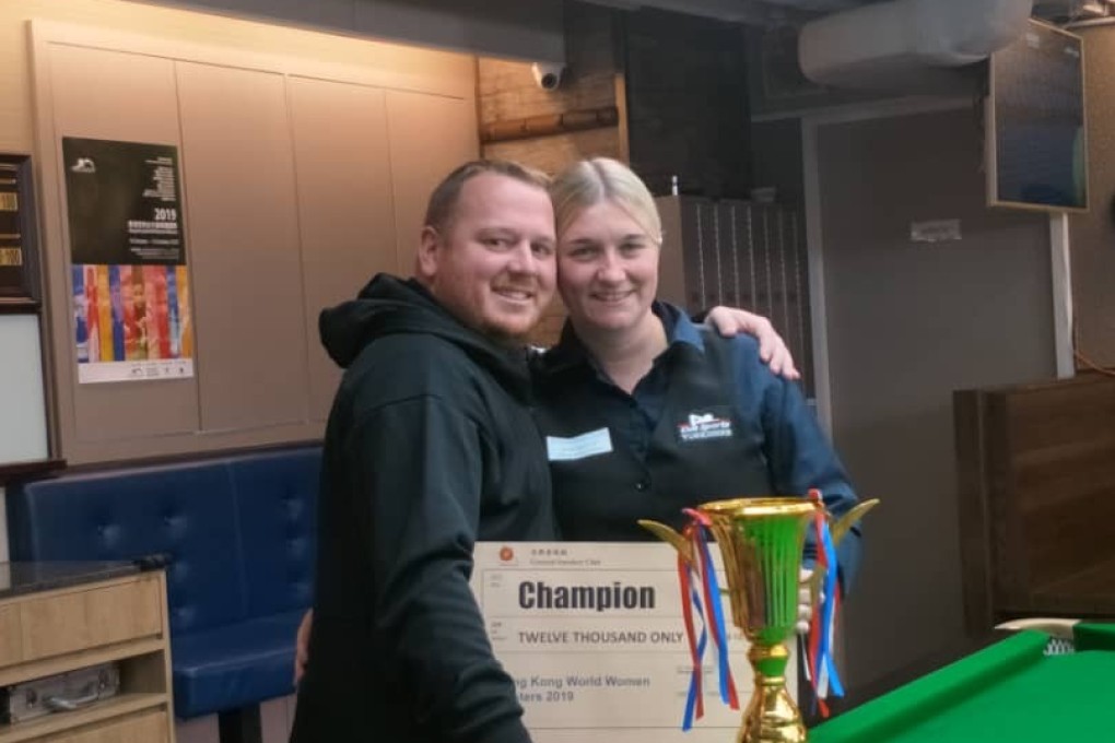 Rebecca Kenna shares a moment with husband Ashley after winning the Hong Kong World Women's Masters. Photos: Handout