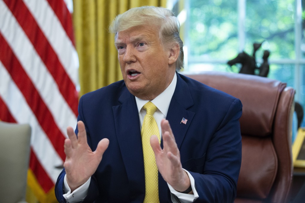 US President Donald J. Trump speaking to members of the news media during his meeting on trade negotiations with China at the White House on Friday. Photo: EPA-EFE