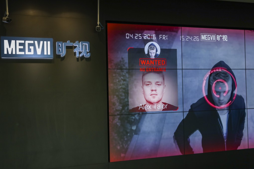 Big screen shows the facial technology at Megvii (or Face++) May 13, 2019. Photo: SCMP/Simon Song