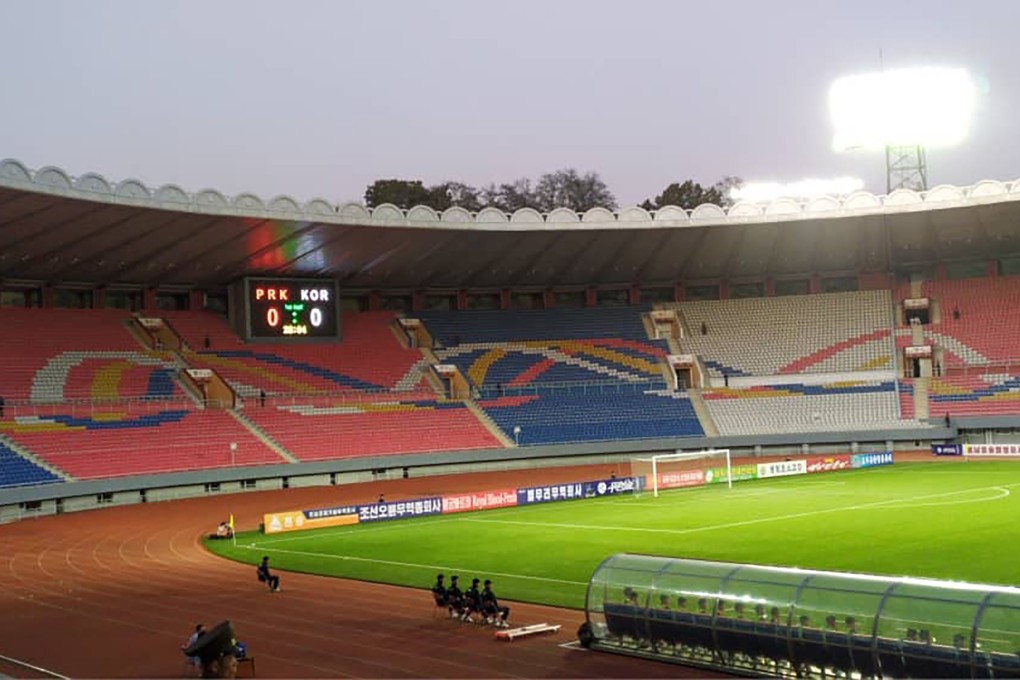 Empty stands at the World Cup 2022 qualifying Asian zone group H match between North and South Korea. Photo: AFP