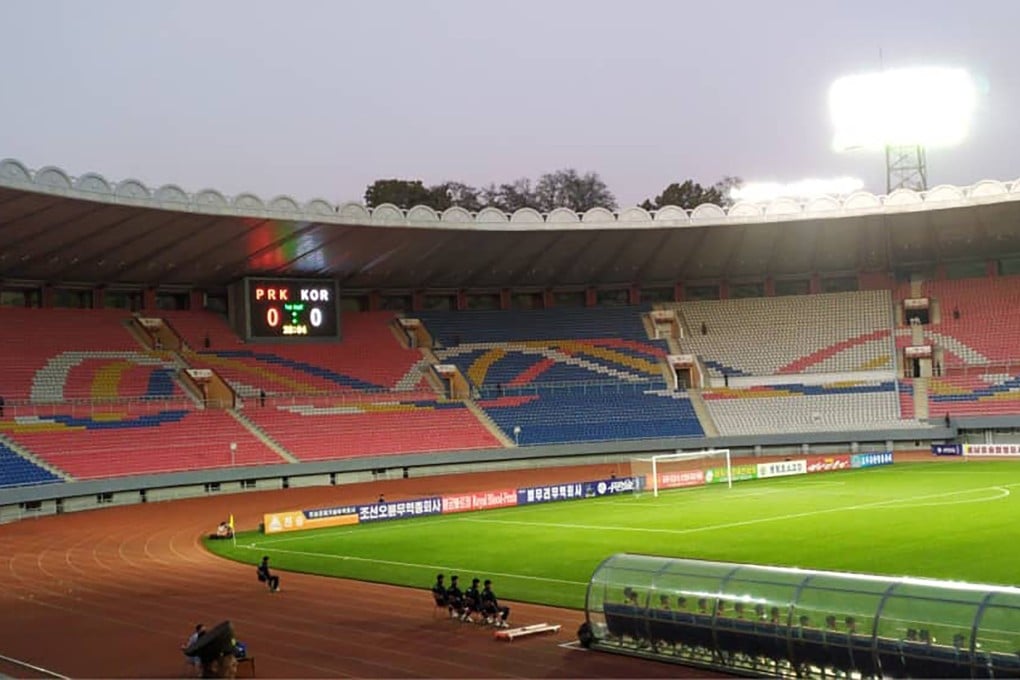 Empty stands at the World Cup 2022 qualifying Asian zone group H match between North and South Korea. Photo: AFP