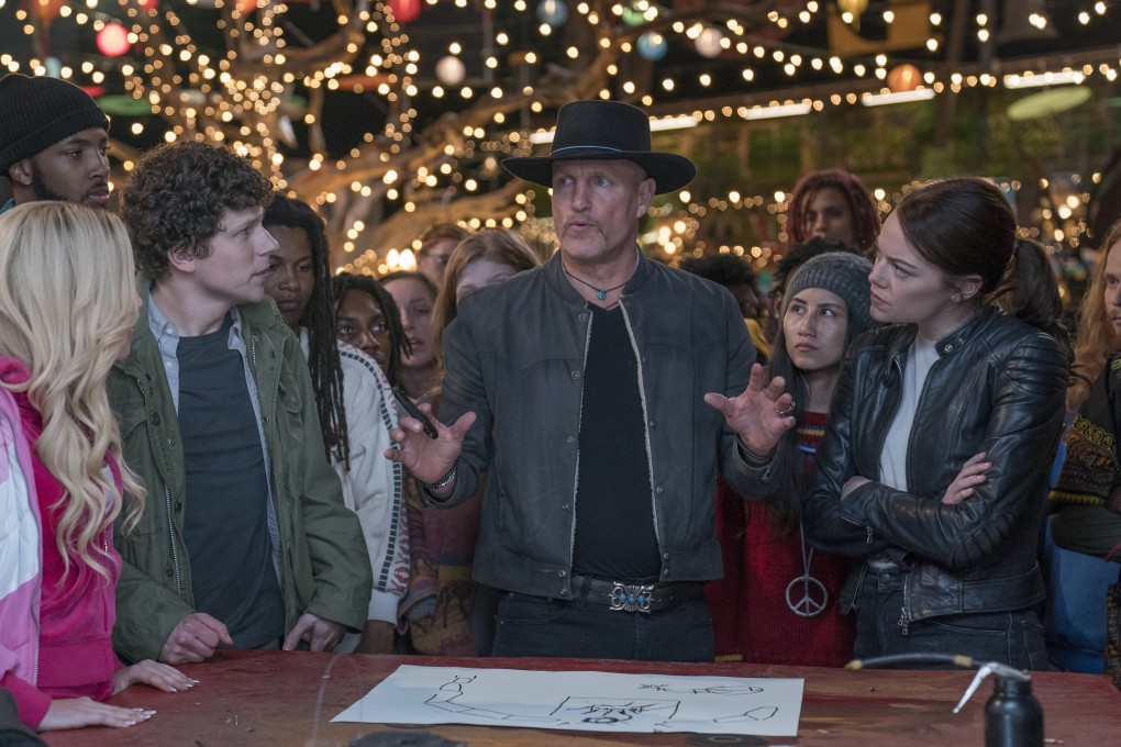 (From left) Jesse Eisenberg, Woody Harrelson and Emma Stone in a still from Zombieland: Double Tap (category IIB), directed by Ruben Fleischer.