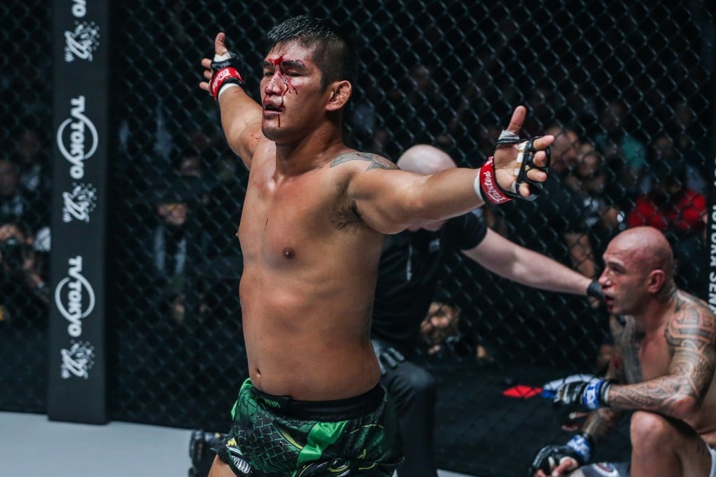 Aung La N Sang celebrates stopping Brandon Vera at One: Century Part 2. Photo: One Championship