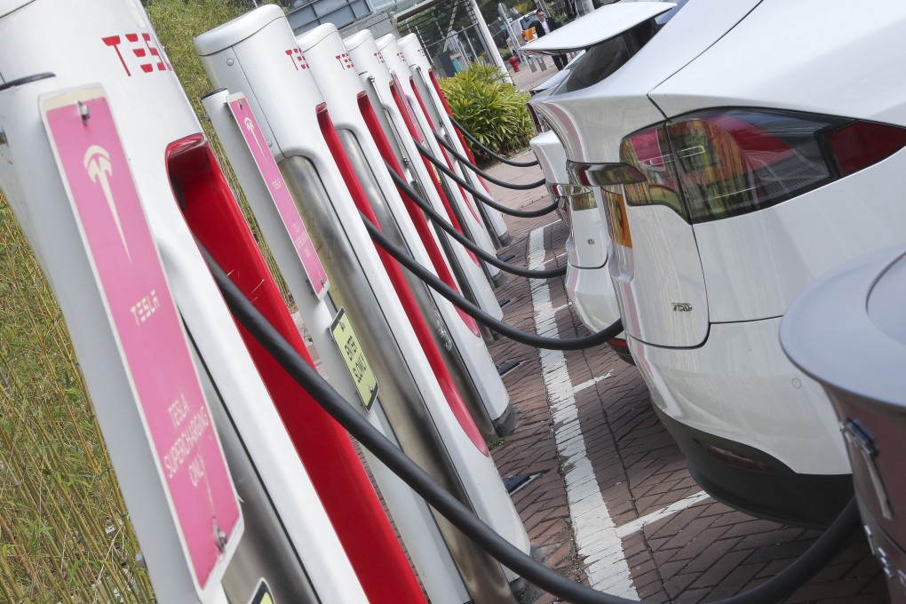 Electric vehicle charging stations at Science Park in Tai Po. Photo: K.Y. Cheng