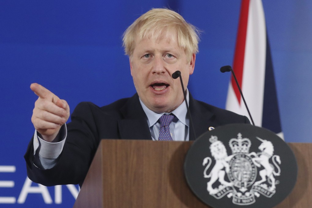 British Prime Minister Boris Johnson speaks at a news conference in Brussels on Thursday. Photo: Bloomberg