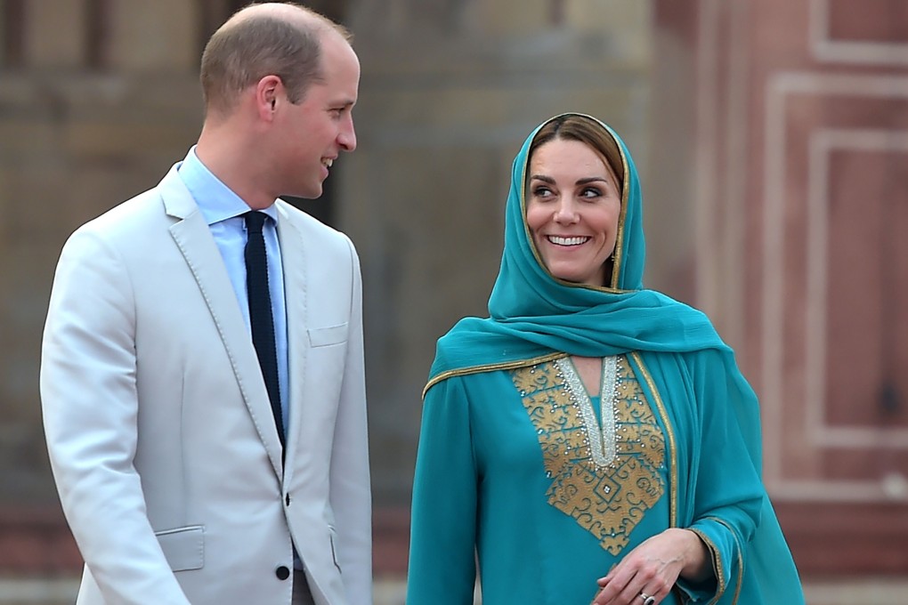 Britain’s Prince William, Duke of Cambridge, and his wife, Kate, Duchess of Cambridge, visit the historical Badshahi Mosque in Lahore on Thursday. Photo: AFP