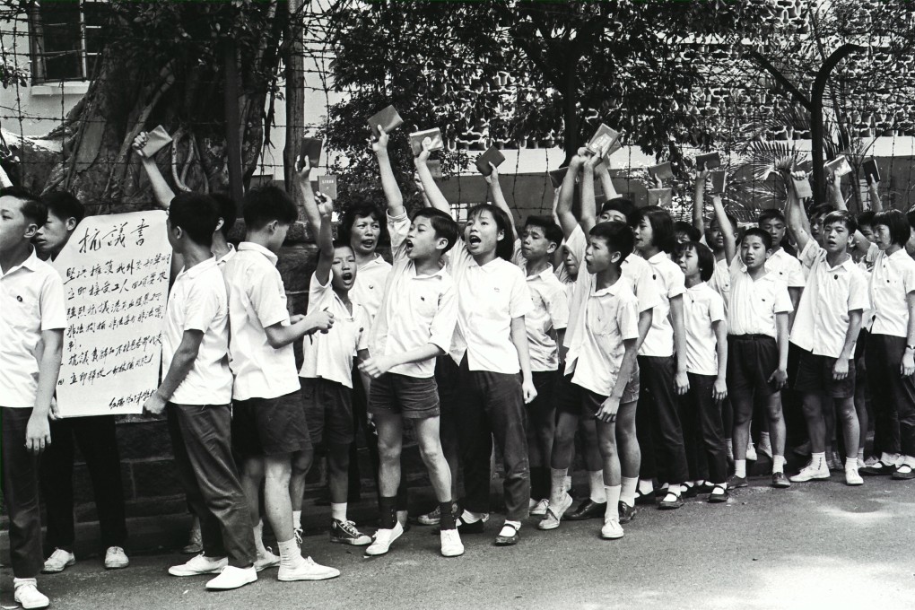 Young students waving “little red books” take part in a left-wing protest outside Government House in Hong Kong in 1967. Photo: Chu Ming-hoi