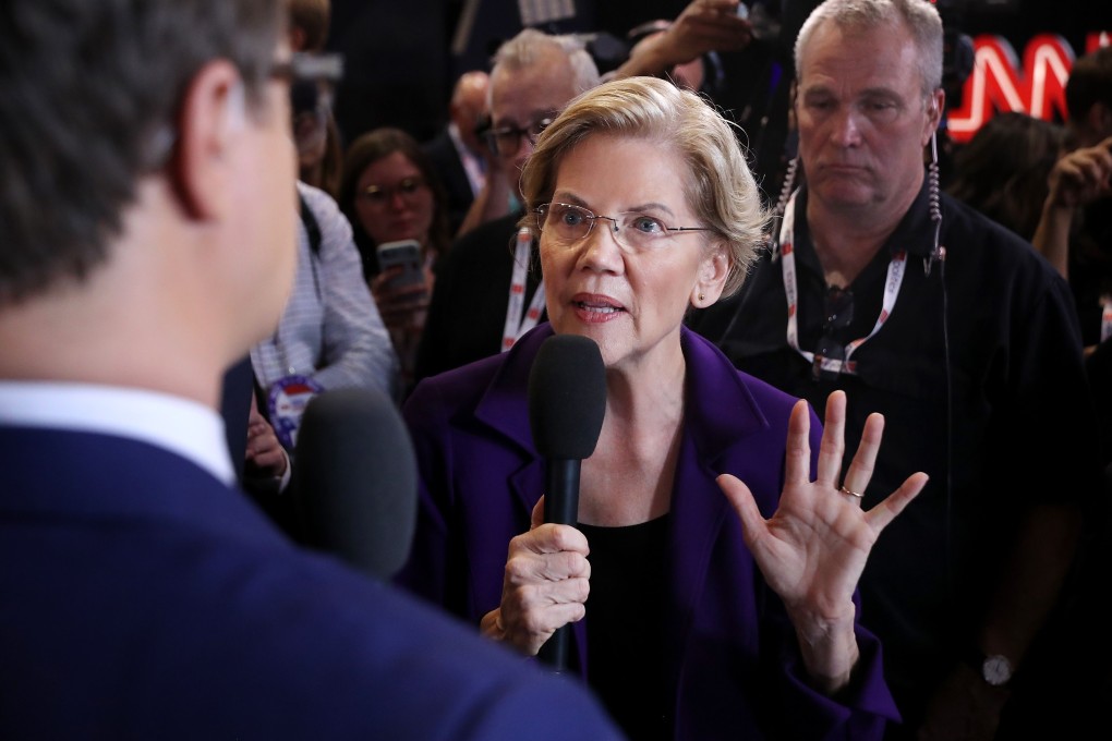 Presidential candidate Senator Elizabeth Warren is seen following the fourth Democratic presidential debate on Tuesday. Photo: AFP