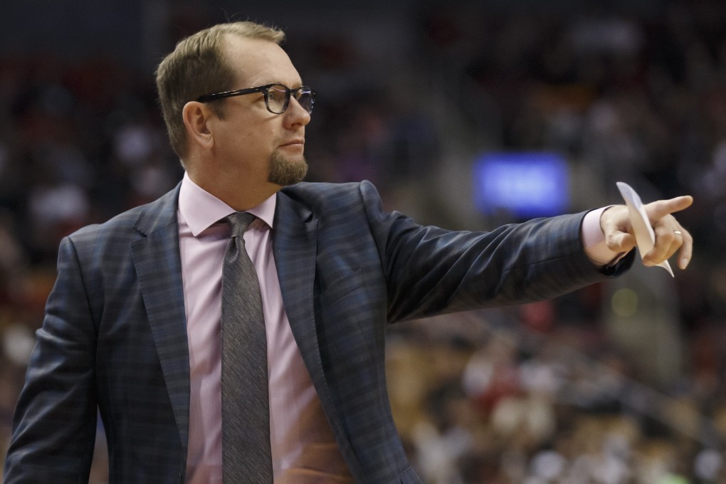Toronto Raptors head coach Nick Nurse during the first half of a preseason NBA game against the Chicago Bulls in Toronto. Photo: AP