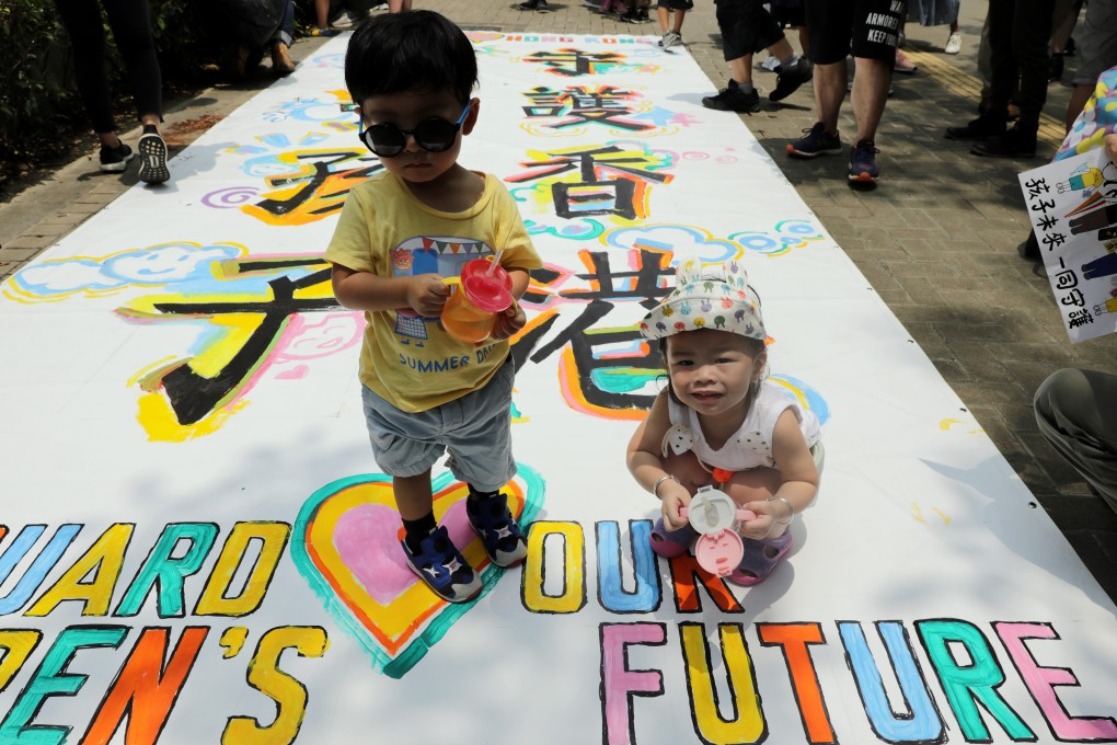 Youngsters at the “Protect Children’s Future” rally in Hong Kong on August 10. Half a million students with a grouse come packaged with a million parents. Photo: May Tse