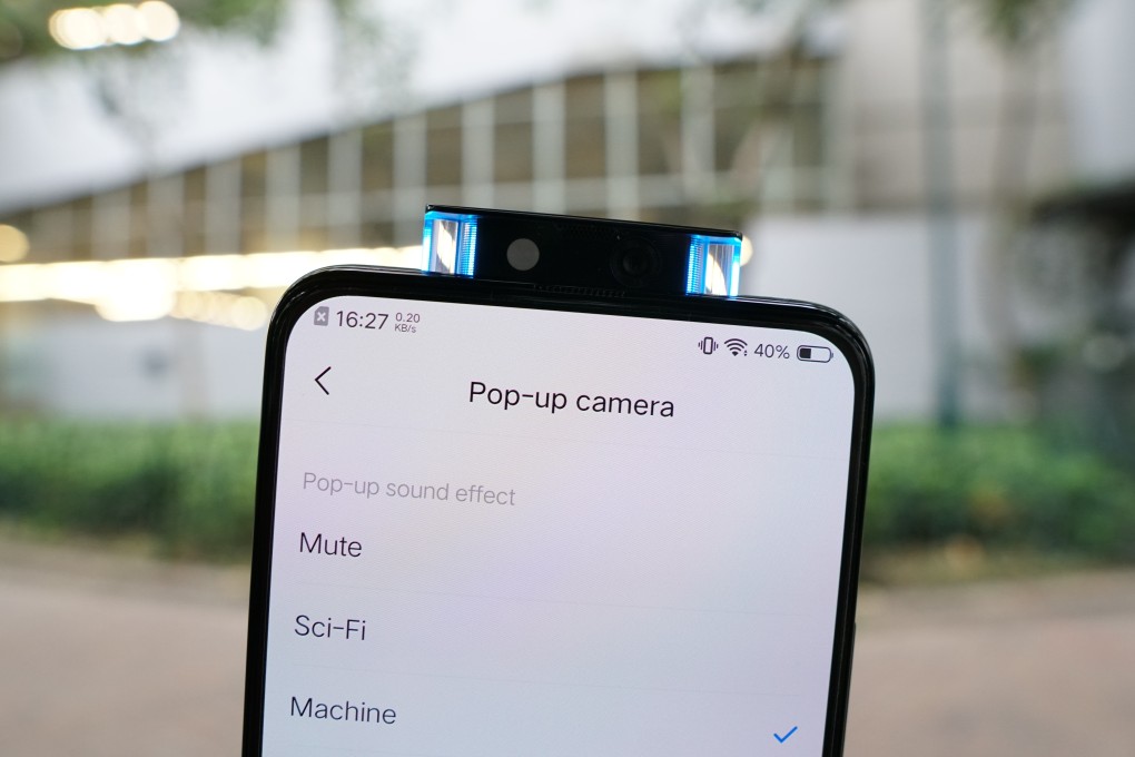 The 32-megapixel pop-up selfie camera module on the Vivo X27 Pro smartphone. The high-resolution images it shoots contain details a stalker could use to track you down. Photo: Ben Sin