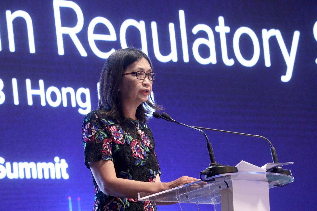 Julia Leung Fung-yee, deputy chief executive of Securities and Futures Commission, says the watchdog will issue guidelines for underwriters on IPO and bond sales. Photo: Dickson Lee