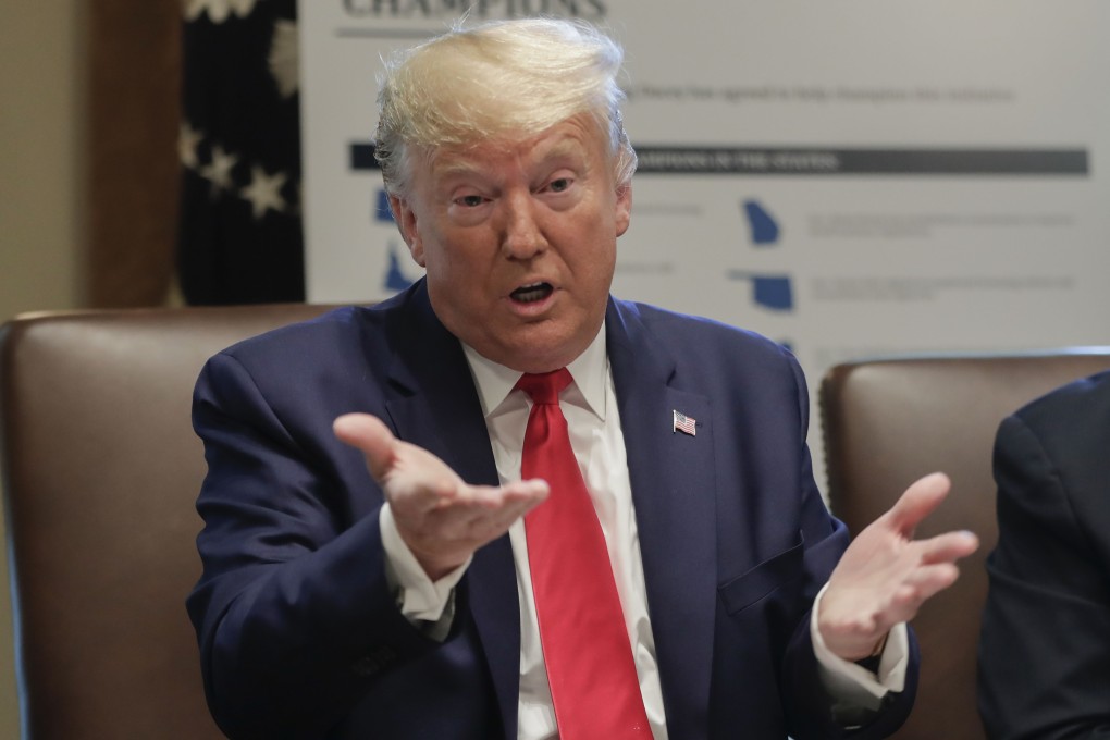 US President Donald Trump speaks during a cabinet meeting at the White House on Monday. Photo: AP