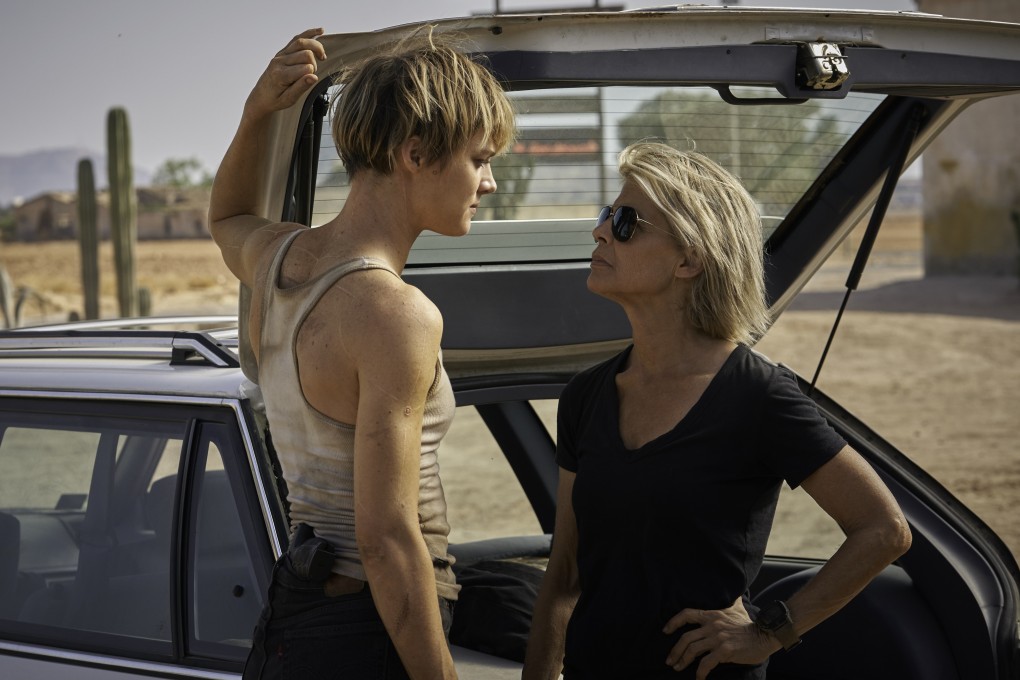 Mackenzie Davis (left) and Linda Hamilton in a scene from Terminator: Dark Fate (category: IIB), directed by Tim Miller and co-starring Arnold Schwarzenegger.
