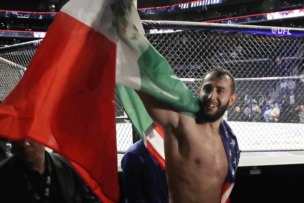 Dominick Reyes celebrates his victory over Chris Weldman at UFC Fight Night in Boston. Photo: AP