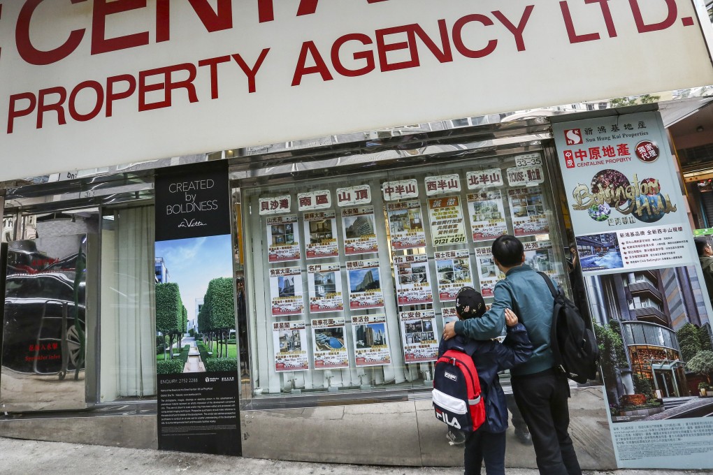 Properties are listed at an agency in Happy Valley. Sales of luxury homes have taken a hit since June. Photo: Jonathan Wong