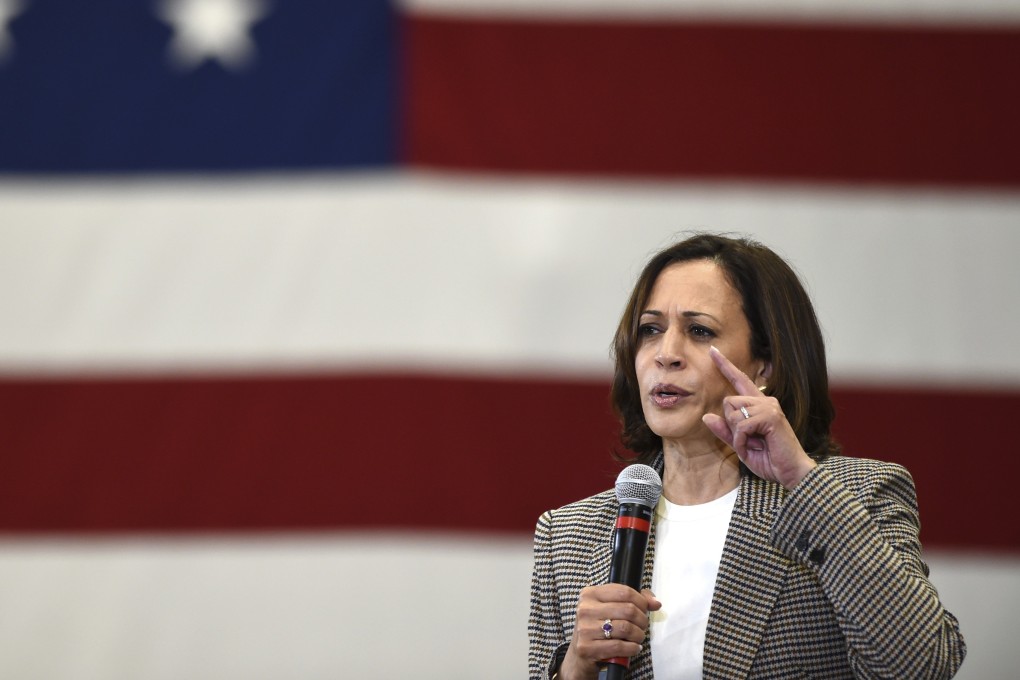 US Senator Kamala Harris, who is running for the Democratic presidential nomination, is seen campaigning in South Carolina on Saturday. Photo: The Augusta Chronicle via AP
