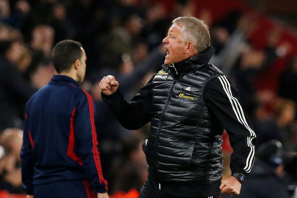 Sheffield United manager Chris Wilder celebrates after his side’s win against Arsenal. Photo: Reuters