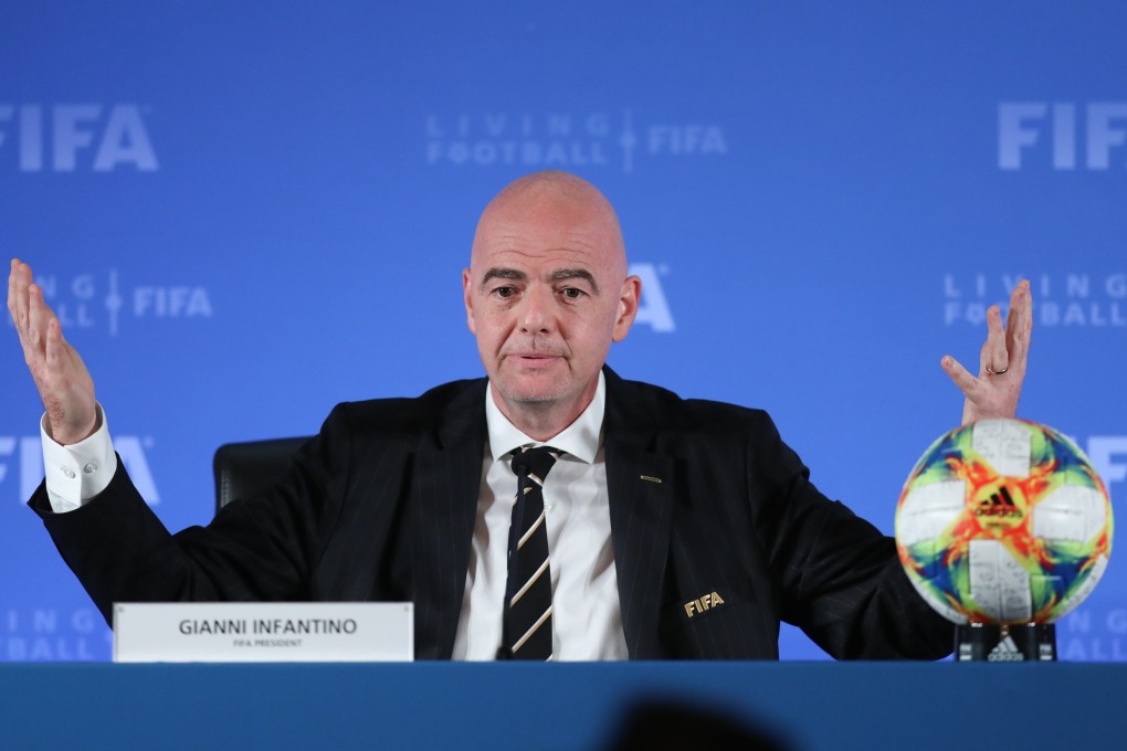 Fifa president Gianni Infantino speaks at a press conference during the council meeting in Shanghai. Photo: Xinhua