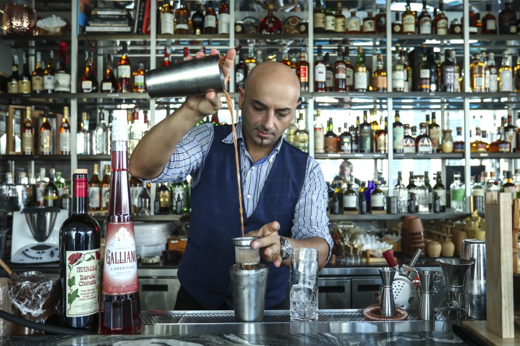 Bar manager Jonny Amir preparing the Milano cocktail at Zest in Central, Hong Kong. Photo: Jonathan Wong