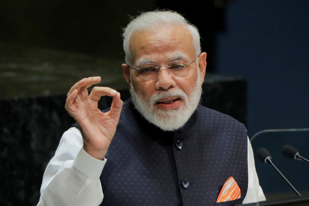 India’s Prime Minister Narendra Modi speaking to the United Nations in September 2019. Photo: Reuters
