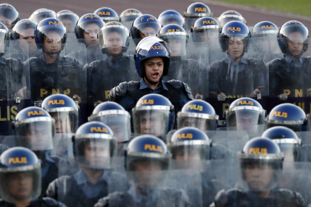 Philippine police at a change-of-command ceremony in April 2018. Photo: EPA