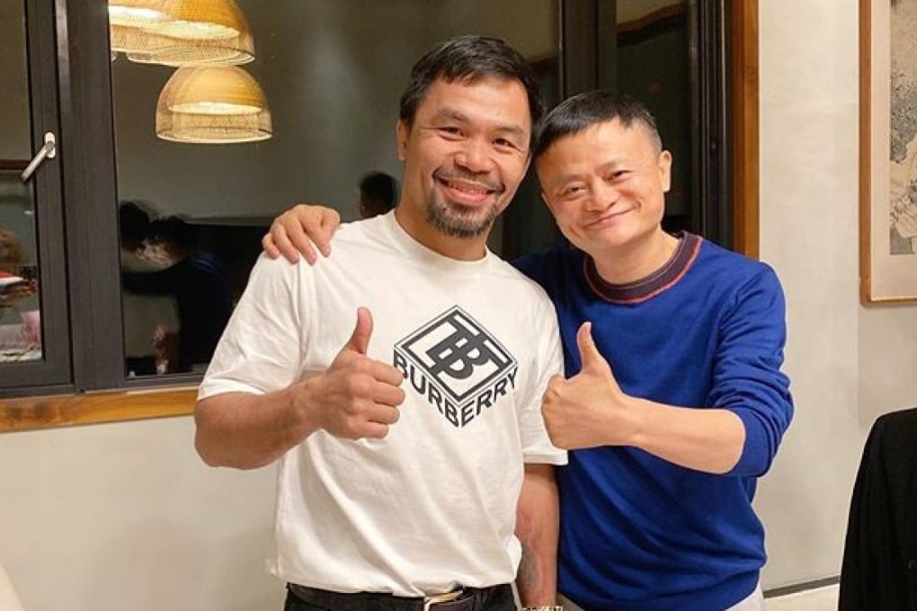 Manny Pacquiao and Jack Ma gives the thumbs up in Hangzhou. Photo: Jinkee Pacquiao/Instagram