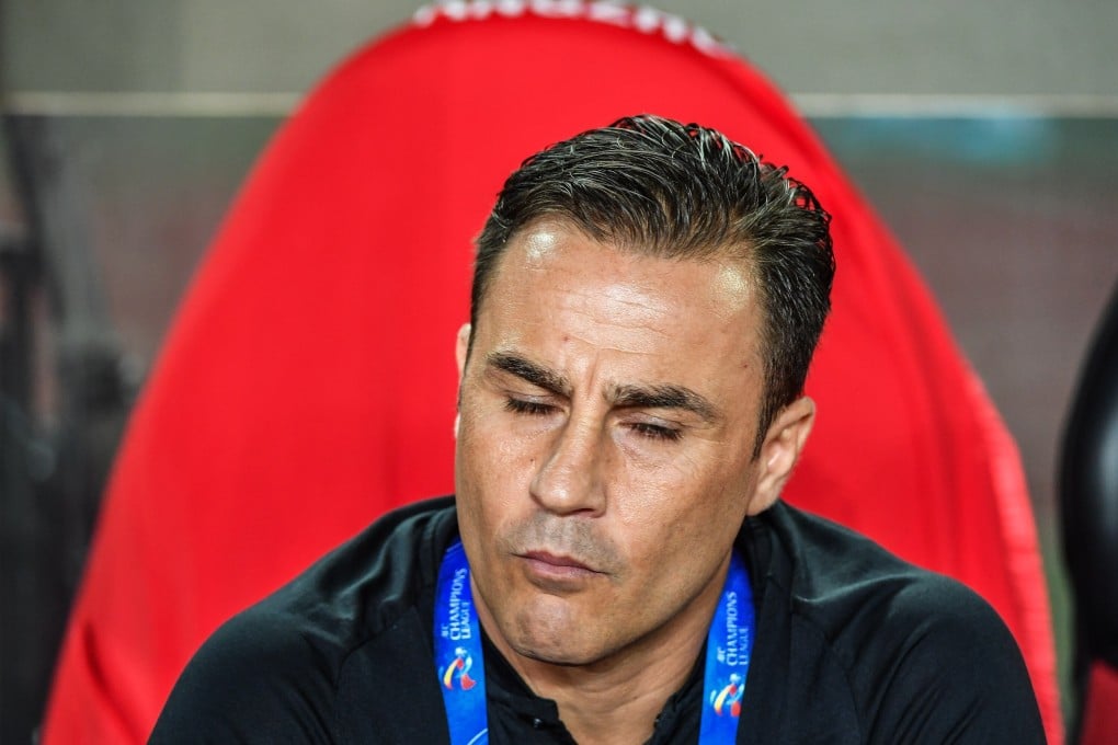 Fabio Cannavaro, head coach of Guangzhou Evergrande, reacts during his side’s 2019 AFC Champions League loss to Urawa Red Diamonds. Photo: Xinhua