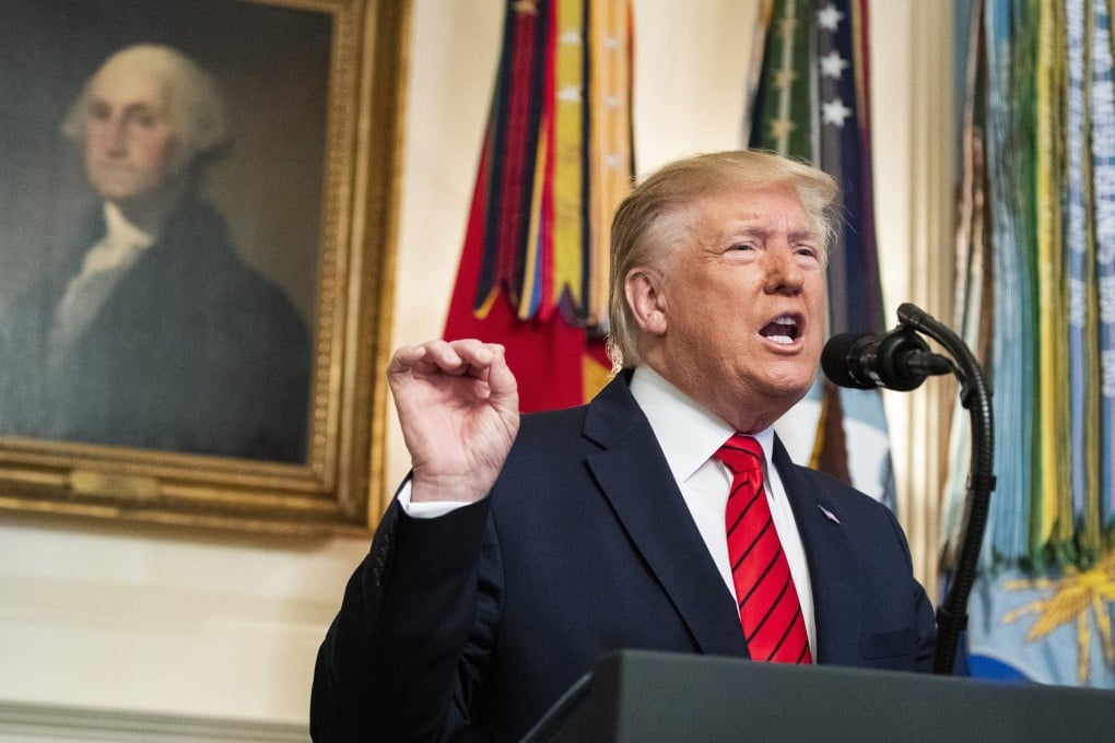 US President Donald Trump speaks announcing at the White House on Sunday that Isis leader Abu Bakr al-Baghdadi is dead after being targeted by a US military raid in Syria. Photo: AP