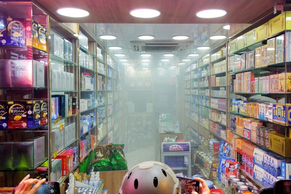 Ming Yan Dispensary was filled with tear gas on Sunday after a canister fired by police ended up on the premises. Photo: Linda Lew