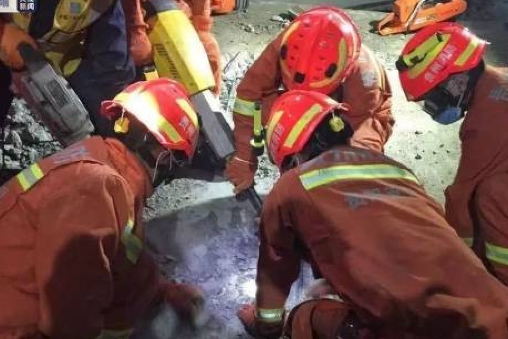 The victims were trapped in the rubble at the construction site in Guiyang city. Photo: Handout