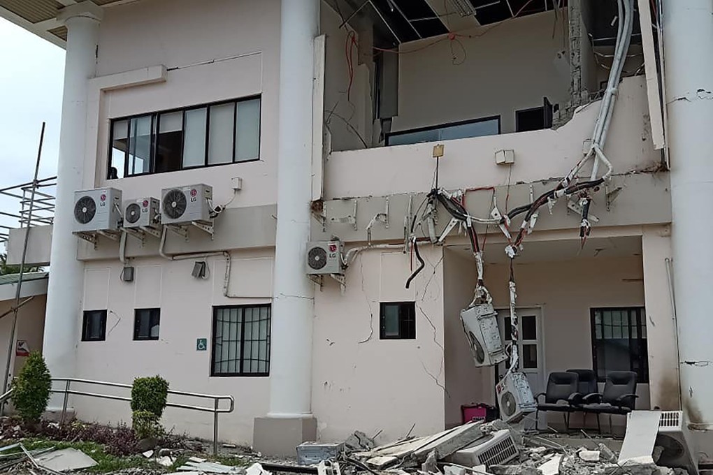 The damaged town hall after a 6.6 magnitude earthquake hit Magsaysay, in southern island of Mindanao, Philippines. Photo: AFP