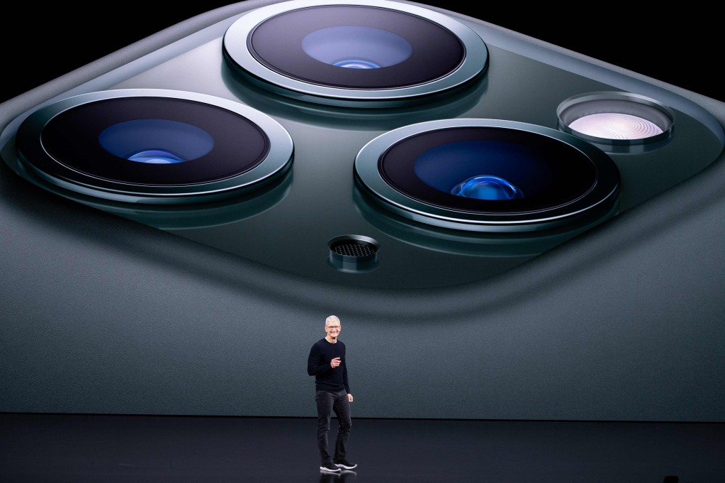 Apple chief executive Tim Cook speaks on stage during the new iPhone 11 launch at the company’s headquarters in Cupertino, California, on September 10. Photo: Agence France-Presse