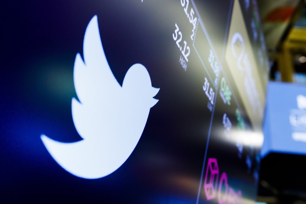 A logo for the company Twitter on the floor of the New York Stock Exchange at the opening bell in New York, New York, USA, on 24 October 2019. Photo: EPA-EFE