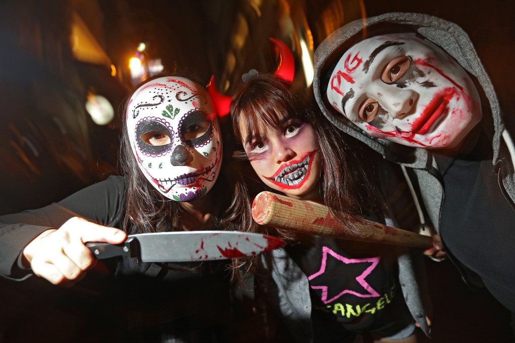Revellers dress up for a Halloween night event in Lan Kwai Fong Central, on October 31, 2017. Photo: Felix Wong