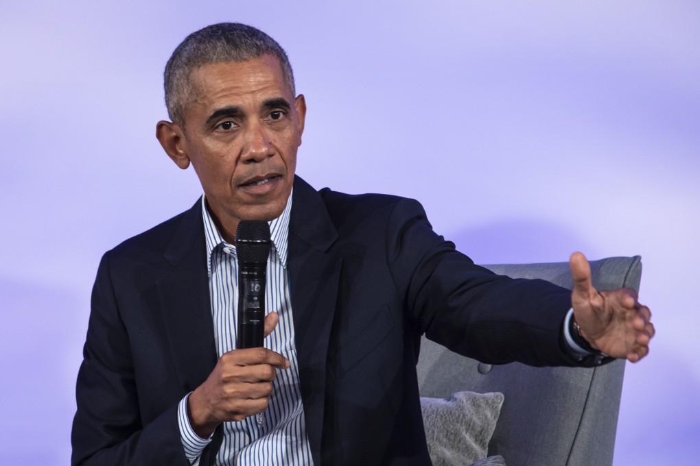 Former US president Barack Obama speaks during the Obama Foundation Summit at the Illinois Institute of Technology in Chicago on Tuesday. Photo: Chicago Sun-Times via AP