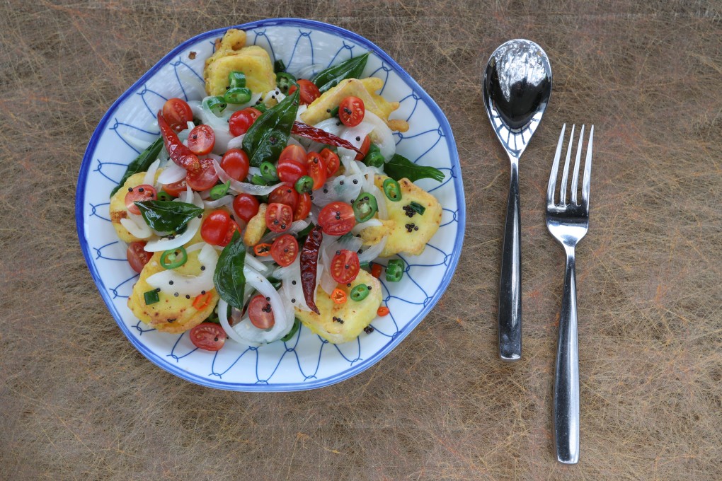 Susan Jung’s turmeric- and chilli-spiced bean curd with tomatoes, onion and mustard seeds. Photography: Xiaomei Chen. Styling: Nellie Ming Lee